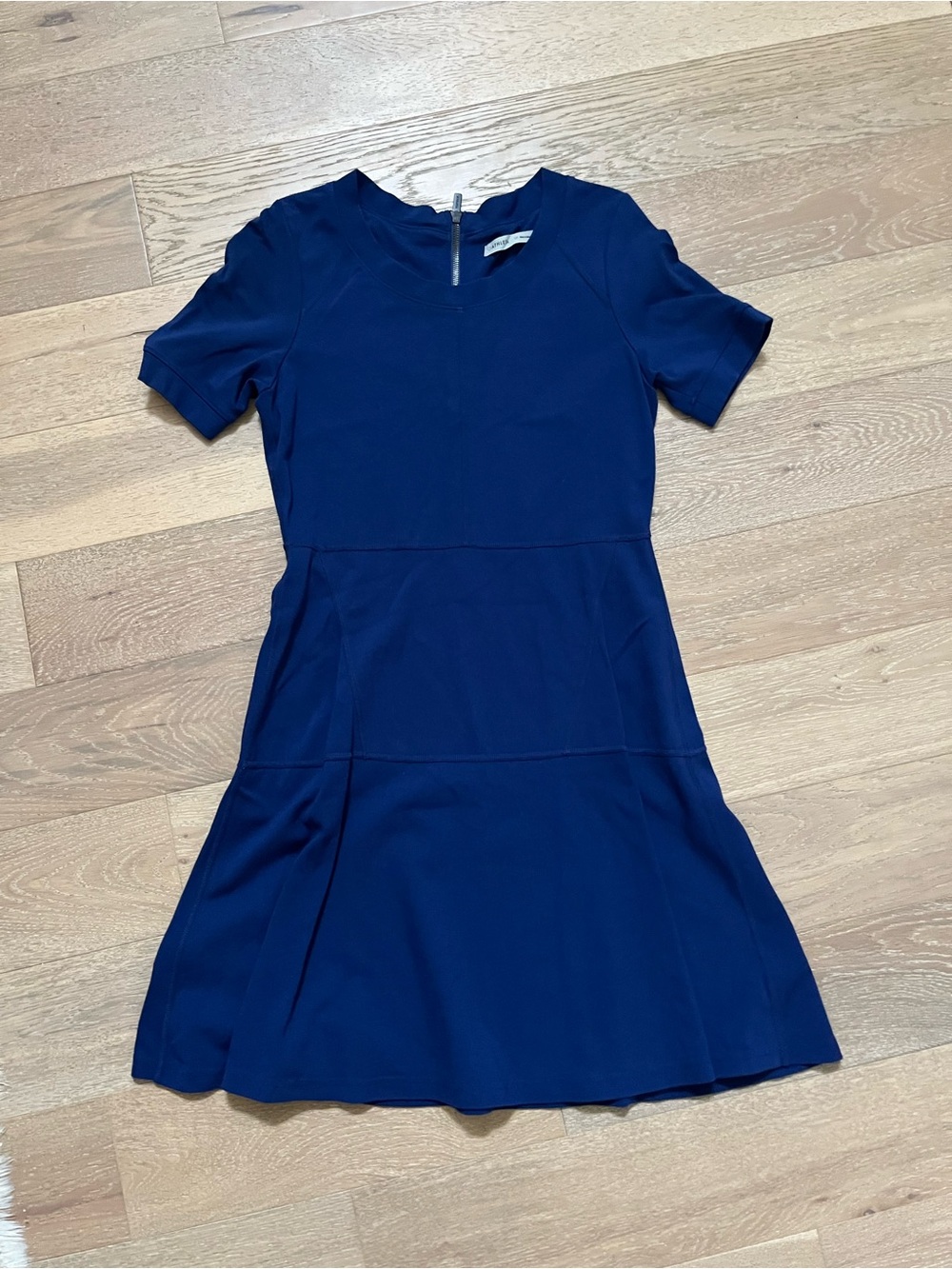 Athleta Navy Short Sleeve Fit-and-Flare Dress